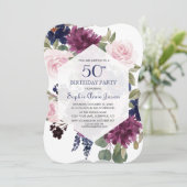 Chic Lavender Paars Floral Bloom 50e verjaardag Kaart (Staand voorkant)