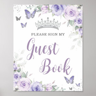 Chic Lavender Paarse Bloemen Quinceañera Gastenboe Poster