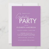 Chic Lavender Paarse Typografie Graduation Party Kaart (Voorkant)