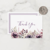 Chic Lavender Pioen Bloemen Dank u Notitiekaartje (Voorkant / Achterkant in situ)