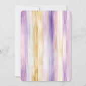 Chic Lavender Purple Gold Stripes Baby Shower Kaart (Achterkant)