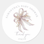 Chic Lavender Ribbon bow baby shower  Ronde Sticker (Voorkant)