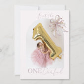 Chic Lavender Ribbon bow First birthday Kaart (Voorkant)