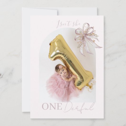 Chic Lavender Ribbon bow First birthday Kaart (Voorkant)