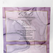 Chic Lavender Roos Abstract Ink Tri-Fold Invitatio Drieluik Uitnodiging (Binnenzijde eerst)