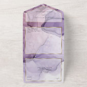 Chic Lavender Roze Abstracte Inkt  Aangepast All In One Uitnodiging (Buitenkant)