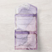 Chic Lavender Roze Abstracte Inkt  Aangepast All In One Uitnodiging (Binnen)