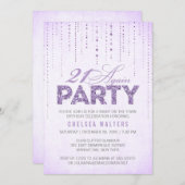 Chic Lavender Sparkle 21 opnieuw verjaardagsfeestj Kaart (Voorkant / Achterkant)