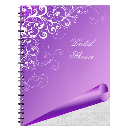 Chic Lavender & White Flourish Custom Notebook Notitieboek (Voorkant)