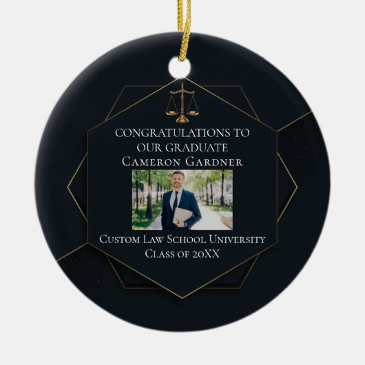 Chic Law School Foto Afstuderen Kerst Keramisch Ornament (Voorkant)