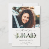 Chic Leafy Fern Succulent Foliage Photo Afstuderen Bedankkaart (Voorkant)