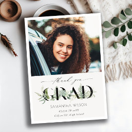 Chic Leafy Fern Succulent Foliage Photo Afstuderen Bedankkaart