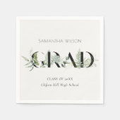 Chic Leafy Fern Succulent Green Foliage Afstuderen Servet (Voorkant)