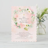 Chic & legant Blush Pink Floral First Community Kaart (Staand voorkant)