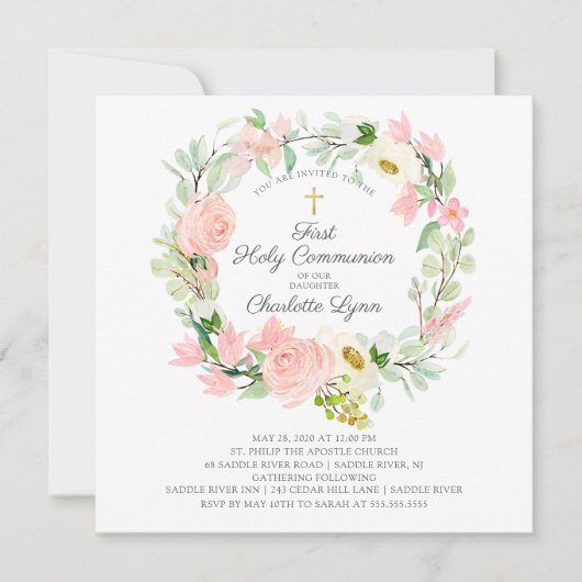 Chic & legant Blush Pink Floral First Community Kaart (Voorkant)