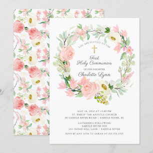 Chic & legant Blush Pink Floral First Community Kaart