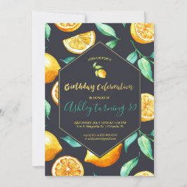 Chic Lemon Citrus Birthday Uitnodiging