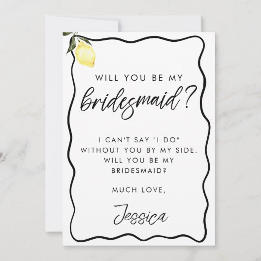 Chic Lemon Drop Martini Bruidsmeisje Proposal Kaar (Achterkant)