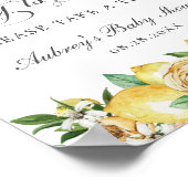 Chic Lemon Floral Baby is Sweet Treat Shower Sign Poster (Hoek)
