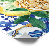 Chic Lemon Floral Geometric Vrijgezellenfeest Welk Poster (Hoek)