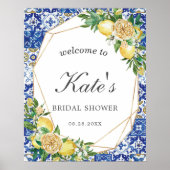 Chic Lemon Floral Geometric Vrijgezellenfeest Welk Poster (Voorkant)