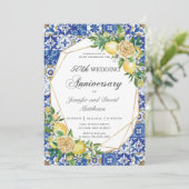 Chic Lemon Floral Geometric Wedding Jubileum Kaart (Staand voorkant)