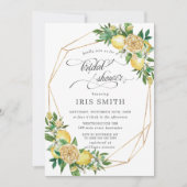 Chic Lemon Floral Greenery Geometric Vrijgezellenf Kaart (Voorkant)