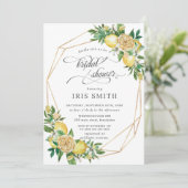 Chic Lemon Floral Greenery Geometric Vrijgezellenf Kaart (Staand voorkant)