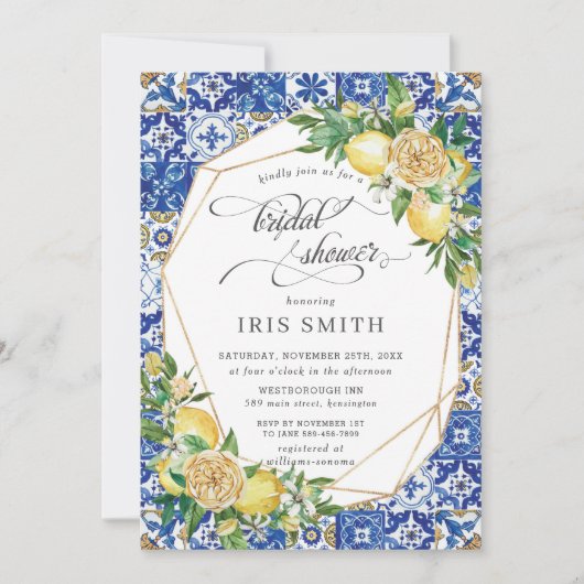 Chic Lemon Floral Greenery Geometric Vrijgezellenf Kaart (Voorkant)