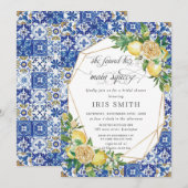 Chic Lemon Floral Greenery Geometric Vrijgezellenf Kaart (Voorkant / Achterkant)