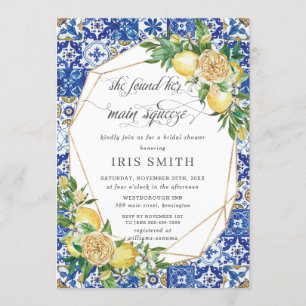 Chic Lemon Floral Greenery Geometric Vrijgezellenf Kaart