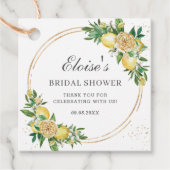 Chic Lemon Floral Greenery Vrijgezellenfeest Dank Bedankjes Labels (Voorkant)