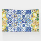 Chic Lemon Floral Meditteranean Mosaic Tegels Spandoek (Horizontaal)