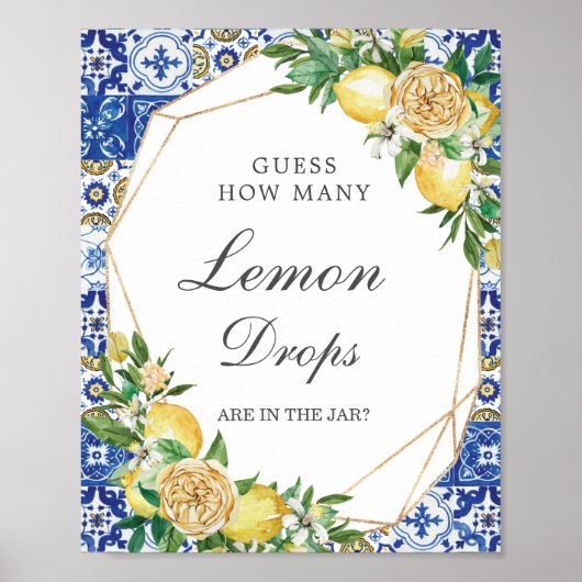 Chic Lemon Floral raad leemon druppels in jar Game Poster (Voorkant)