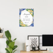 Chic Lemon Floral Sangria Bar Sign Poster (Thuiskantoor)