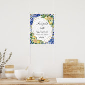 Chic Lemon Floral Sangria Bar Sign Poster (Keuken)