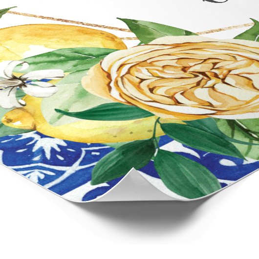 Chic Lemon Floral Sangria Bar Sign Poster (Hoek)