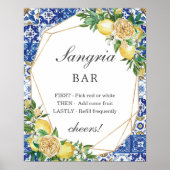 Chic Lemon Floral Sangria Bar Sign Poster (Voorkant)