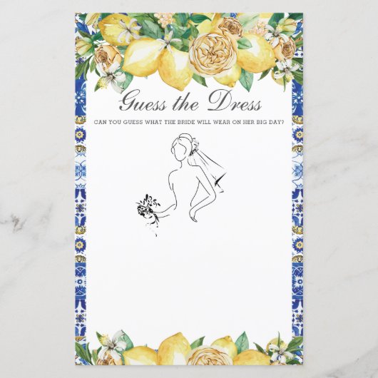 Chic Lemon Greenery raadt het Dress Bridal Game (Voorkant)