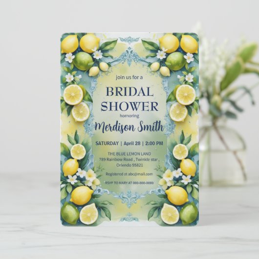 Chic Lemon Mediterranean Summer Vrijgezellenfeest Kaart (Staand voorkant)