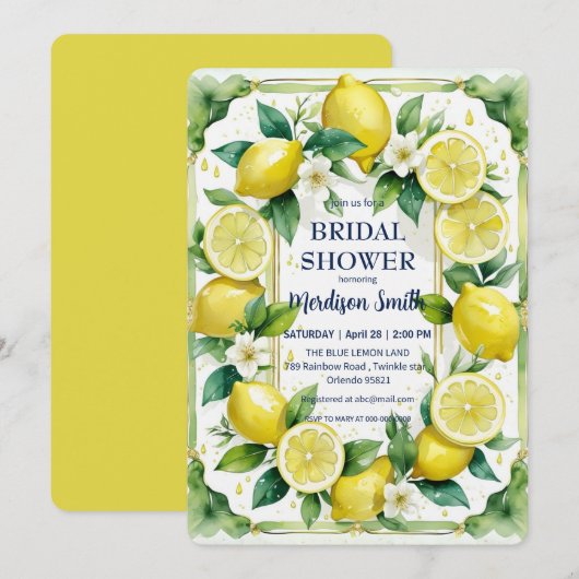 Chic Lemon Mediterranean Summer Vrijgezellenfeest Kaart (Voorkant / Achterkant)