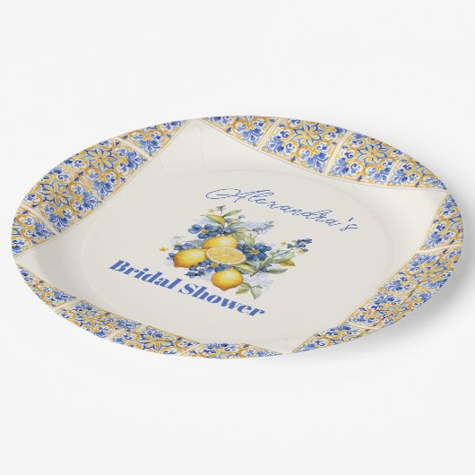 Chic Lemon Mediterranean Summer Vrijgezellenfeest Papieren Bordje (Gekanteld)