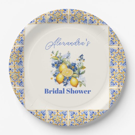 Chic Lemon Mediterranean Summer Vrijgezellenfeest Papieren Bordje (Voorkant)