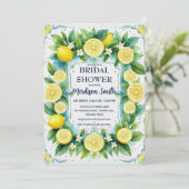 Chic Lemon Mediterranean Summer Vrijgezellenfeest Save The Date (Staand voorkant)