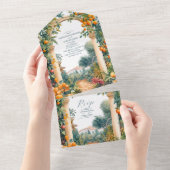 Chic Lemon Mediterranean Summer Wedding All In One Uitnodiging (Afscheurbaar)