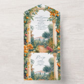 Chic Lemon Mediterranean Summer Wedding All In One Uitnodiging (Binnen)