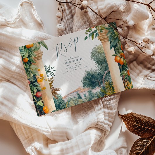 Chic Lemon Mediterranean Summer Wedding RSVP Kaartje