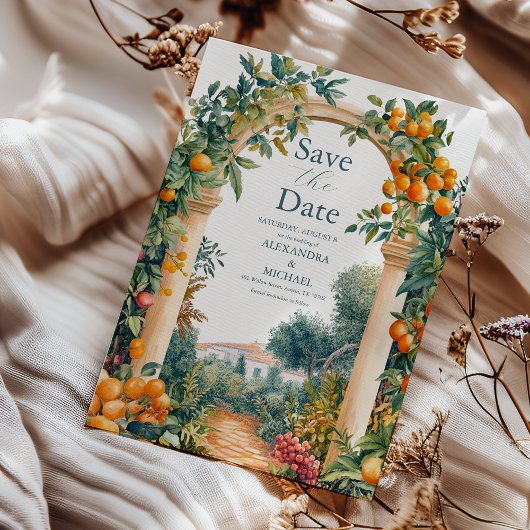 Chic Lemon Mediterranean Summer Wedding Save The Date