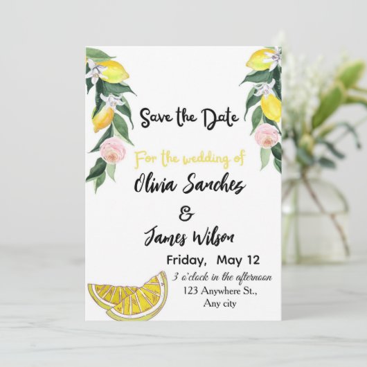 Chic Lemon  Summer Wedding  Kaart (Staand voorkant)