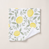 Chic  Lemons and Leaves Monogram Bad Handdoek (Wasdoekje)